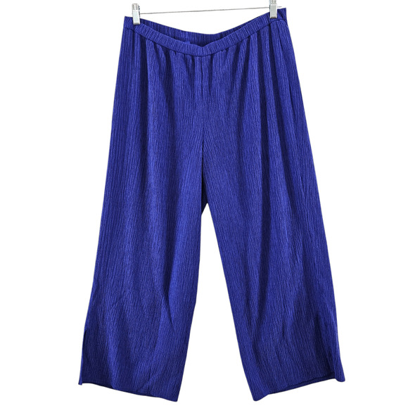 Eileen Fisher Pants - NWT Eileen Fisher Pants Women's Large Woven Plisse Wide Leg Purple Pull On Ankle